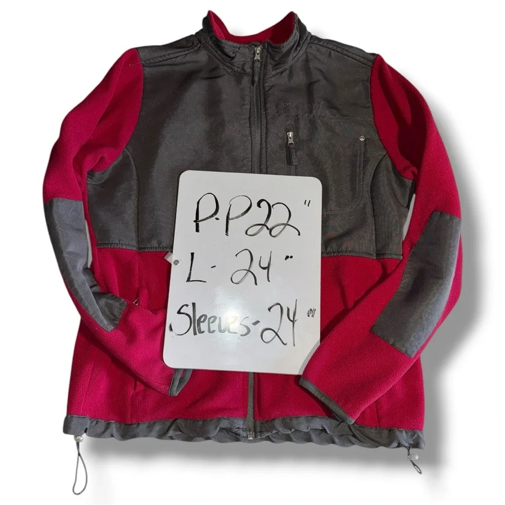 Sport Savvy Cozy Retro Red & Gray Fleece Jacket Women’s M Outdoor Gorpcore 🏔️